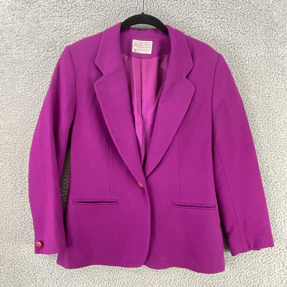 Pendleton Blazer Women 6P Magenta‎ Purple Virgin Wool Single Button Vintage